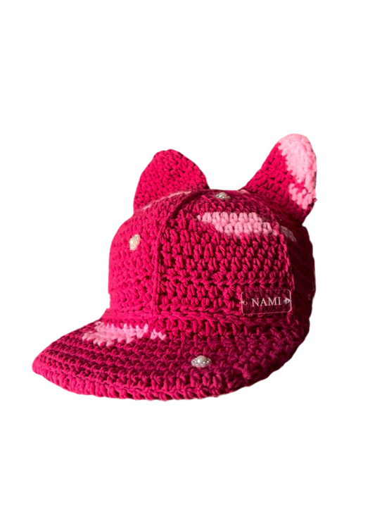 Crochet Cap Pink Cow