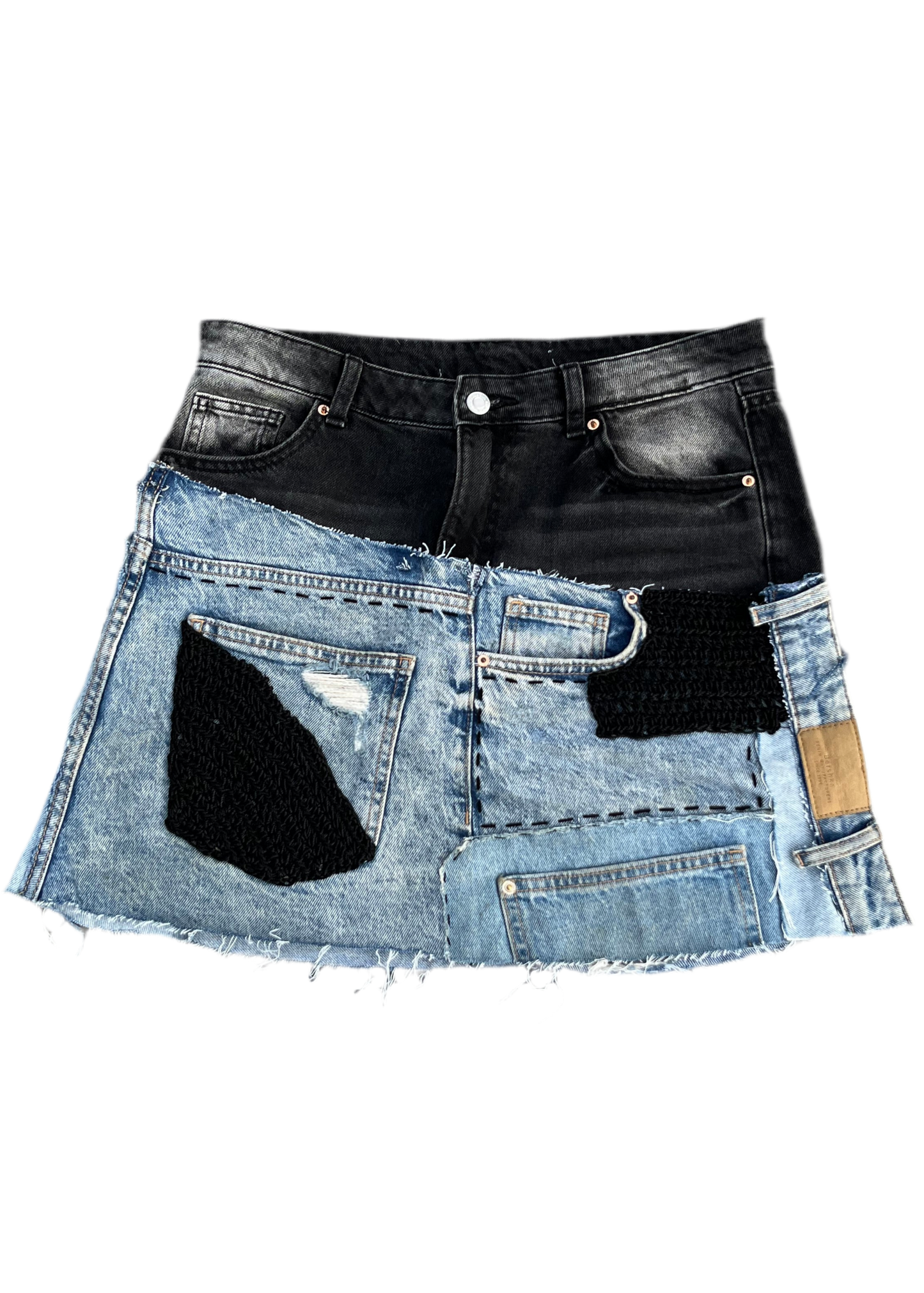 Upcycled Mini Skirt with Crochet Details